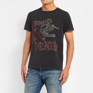 Remi Relief - Distressed Printed Cotton-Jersey T-Shirt - Black LARGE